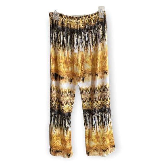 Onque Casuals Yellow Black White Paisley Abstract Lounge Pants Size Large L - Picture 2 of 8